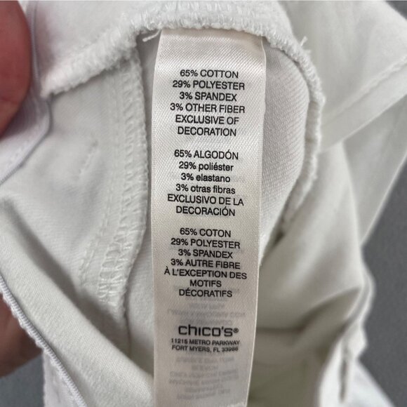 Chicos Jeans Womens 0 US 4 Short White Fabulously Slimming Stretch Skinny Casual - Picture 6 of 12